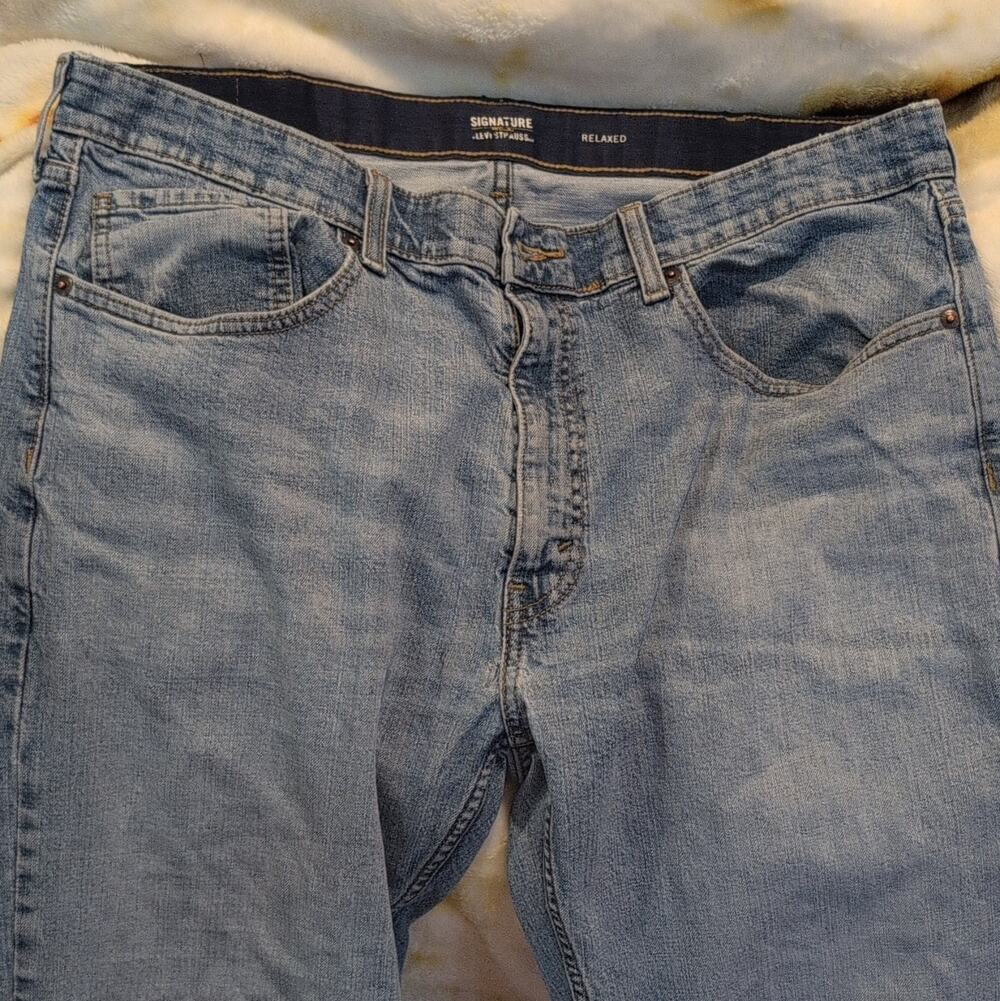 Signature Levi Strauss & Co. Men's Relaxed Straight Blue Light Wash Jeans 38x34